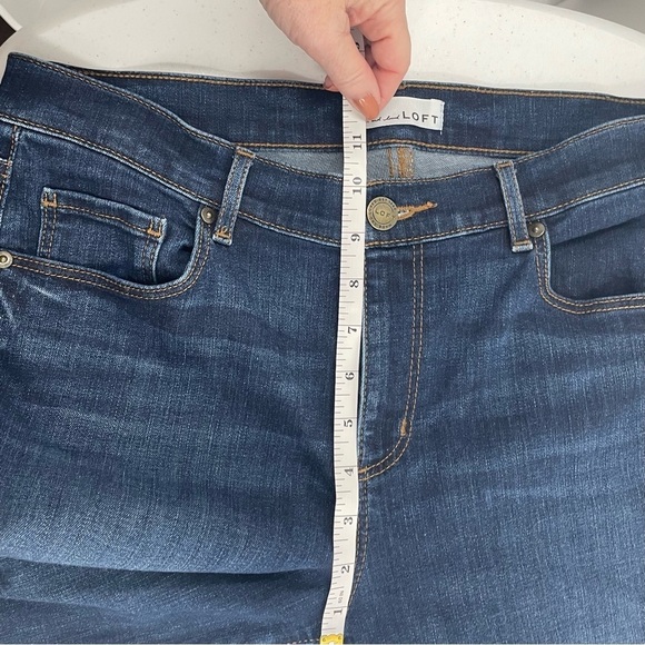 Loft Modern Straight Tall Pocket Fringe Ankle Mid Rise Medium Wash Stretch Jeans - Picture 10 of 12